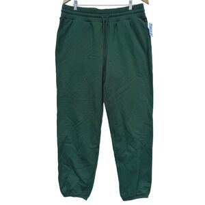 Mode of One Mens Fleece Wall Jogger‎ Sweatpants Black Forest Green Large NEW